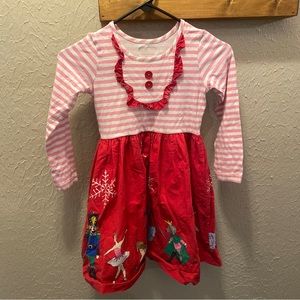 Vintage Eleanor Rose Nutcracker Pinafore Ruffled Dress Girls Size 7-8 holiday